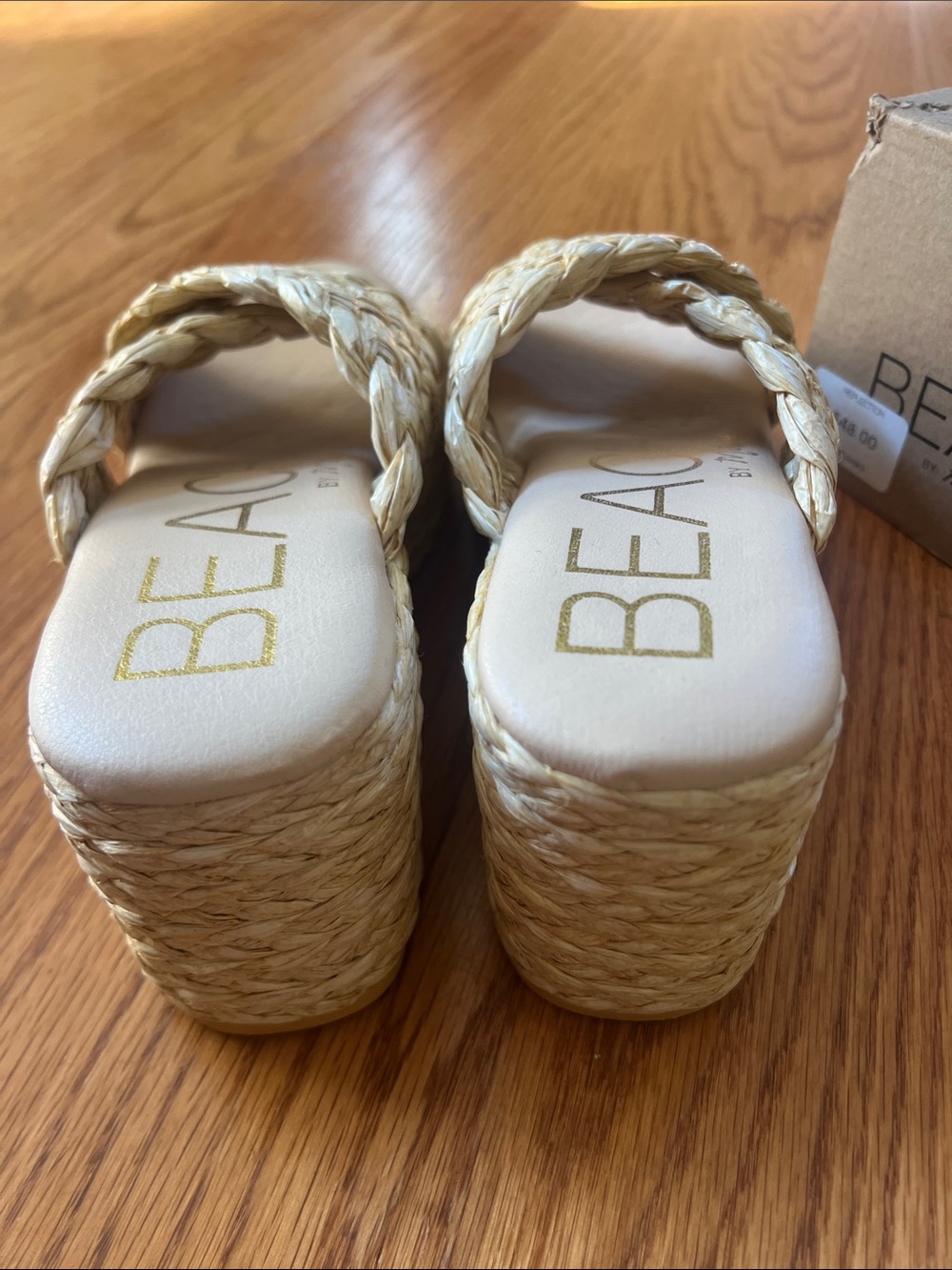 Beach by Matisse Natural Woven Rafia Braided Platform Slide Sandals 7 New in Box - Picture 6 of 8